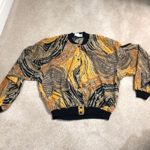 Shirtstrings printed button blouse